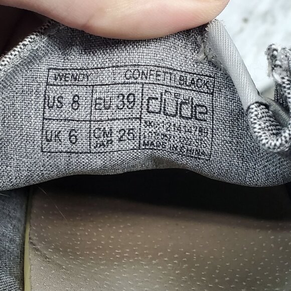 Hey Dude Shoes Womens Size 8 Gray Canvas Wendy Black Confetti Slip On Loafers - Picture 2 of 9